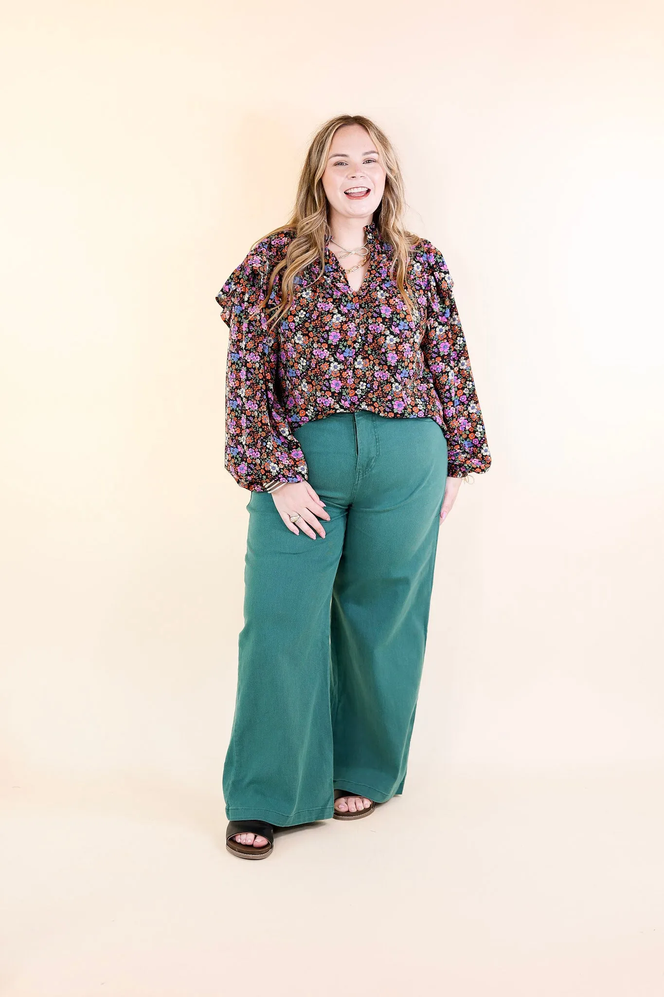 The Best Cropped Wide Leg Jeans in Hunter Green