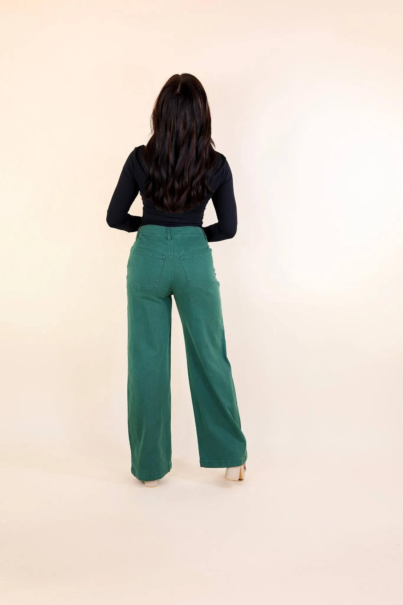 The Best Cropped Wide Leg Jeans in Hunter Green