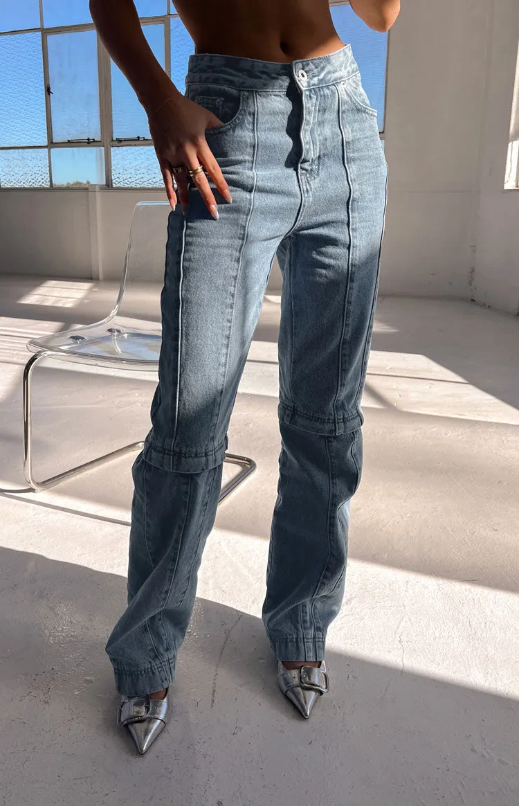 The Phoebe Mid Wash Denim Jeans to Jorts