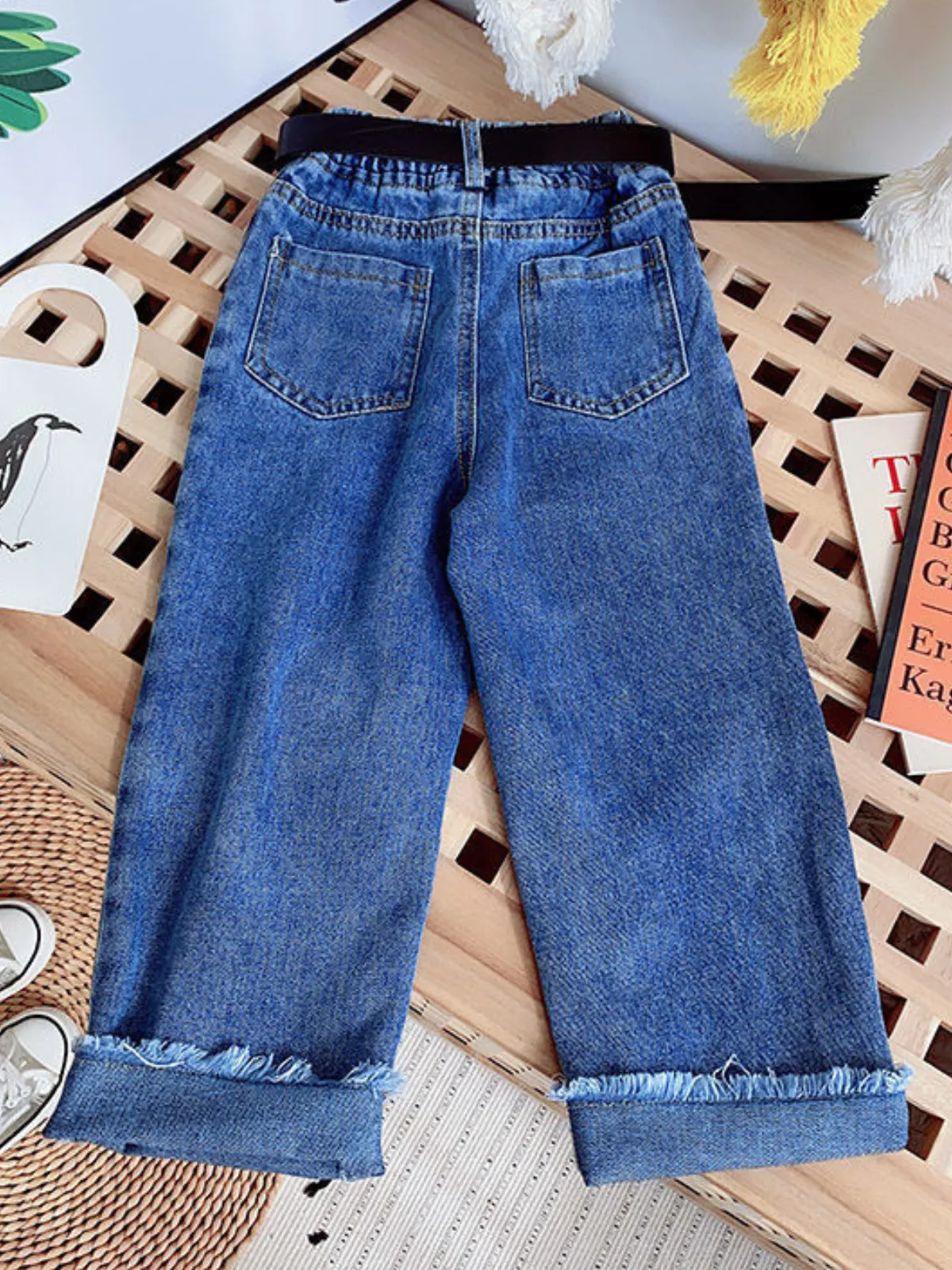 Timeless Casual Belted Cuffed Denim Jeans