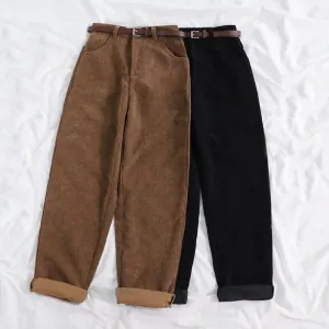 Ulzzang Corduroy High Waist Pants