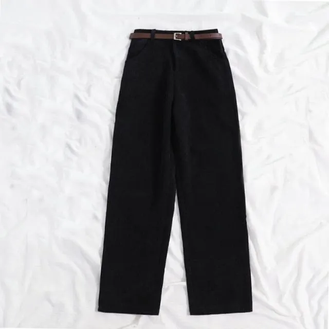 Ulzzang Corduroy High Waist Pants