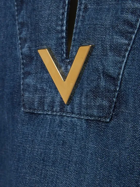 Valentino   V logo denim chambray kaftan shirt 