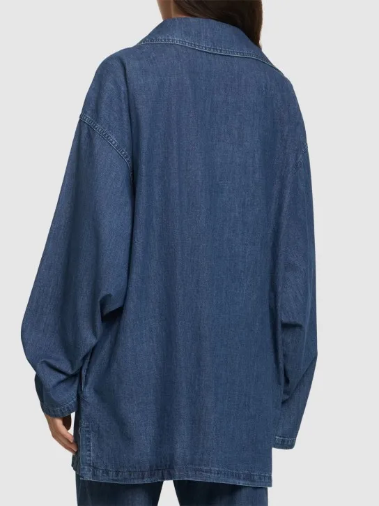 Valentino   V logo denim chambray kaftan shirt 