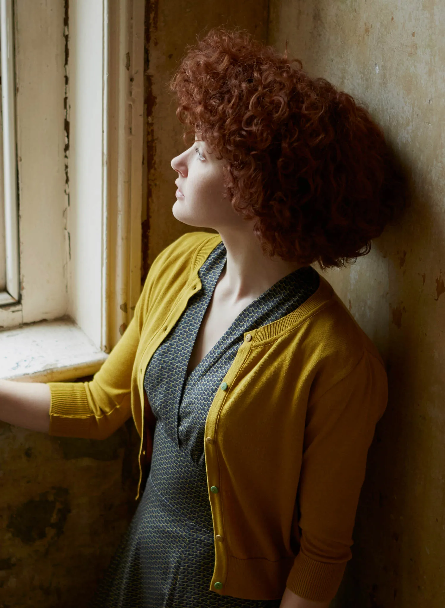 Vera Cardigan - Mustard Yellow Cotton