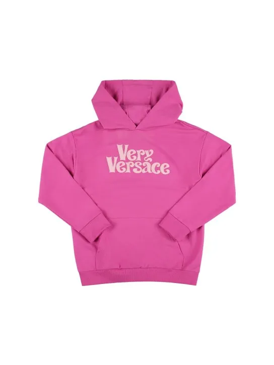 Versace   Embroidered logo cotton hoodie 