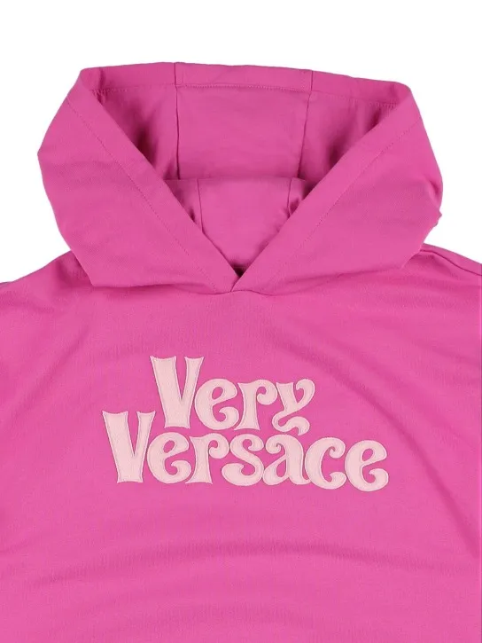 Versace   Embroidered logo cotton hoodie 