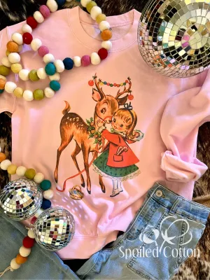 Vintage Christmas Girl with Deer