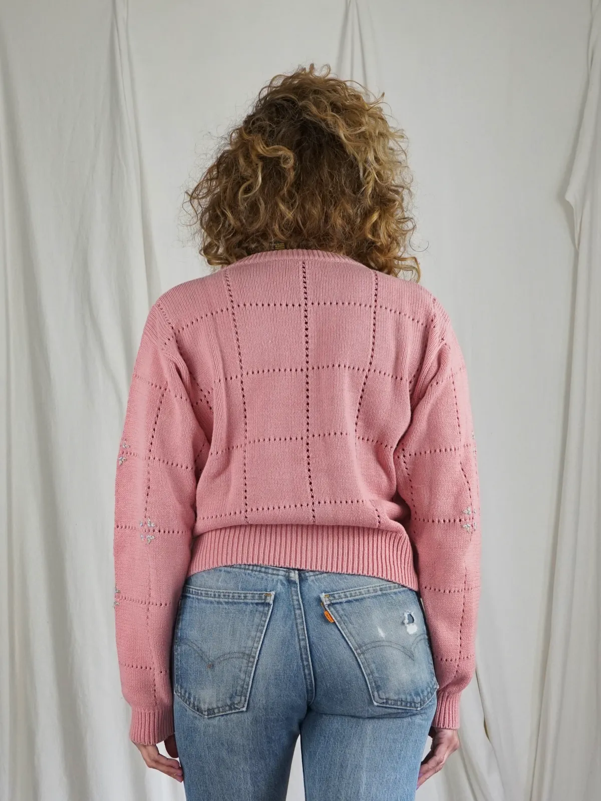 Vintage Dusty Rose Embroidered Sweater