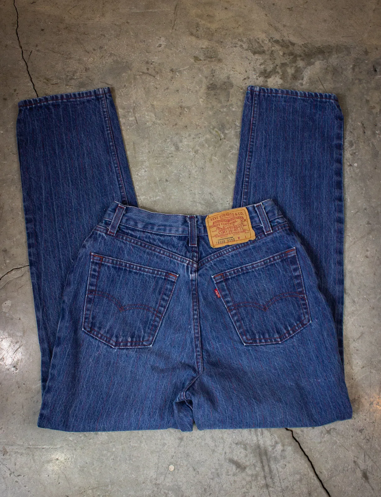 Vintage Levi's Striped 505 Denim Jeans 70s/80s Dark Wash 28x30