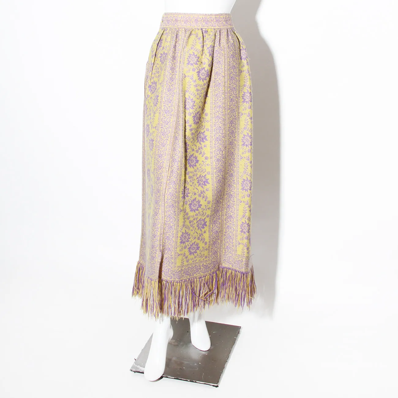 Vintage Wool Floral and Paisley Patterned Maxi Skirt