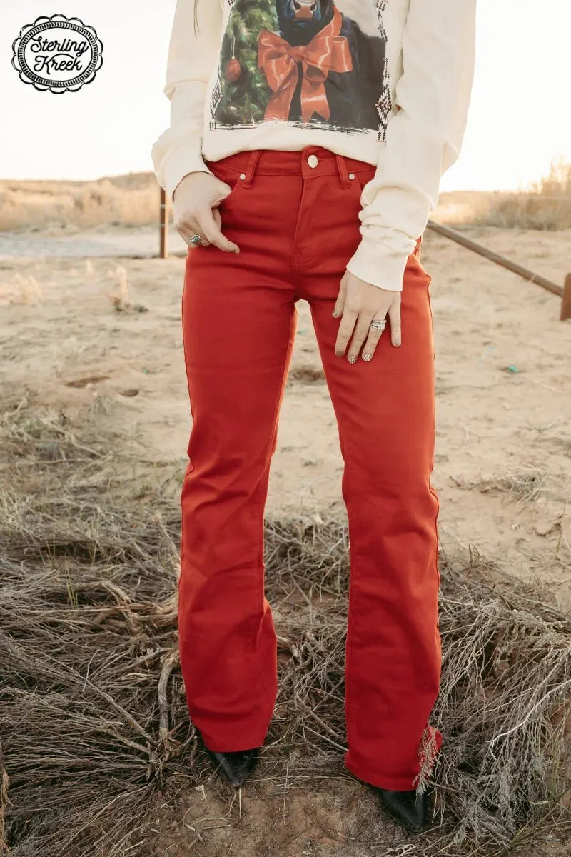 Walking West Denim Red Long