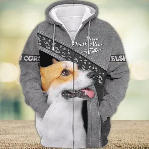 Welsh Corgi Lover Never Walk Alone 3D Full Print Shirts, Shirt For Dog Lovers, Dog Memorial Gifts for loss of Dog