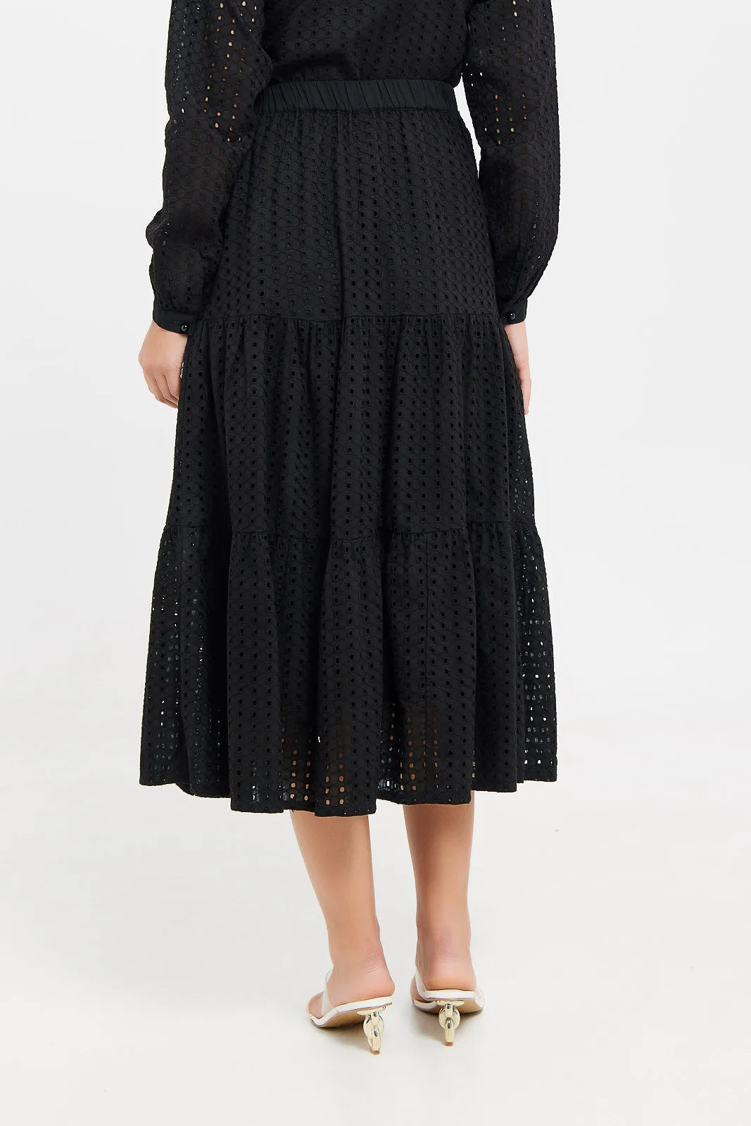 Women Black Pleated Skirt