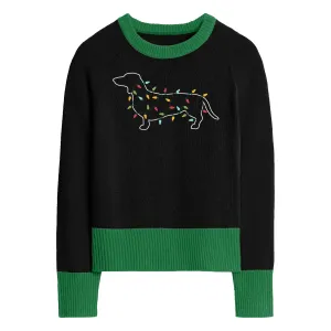 Women's black vintage dachshund sweater