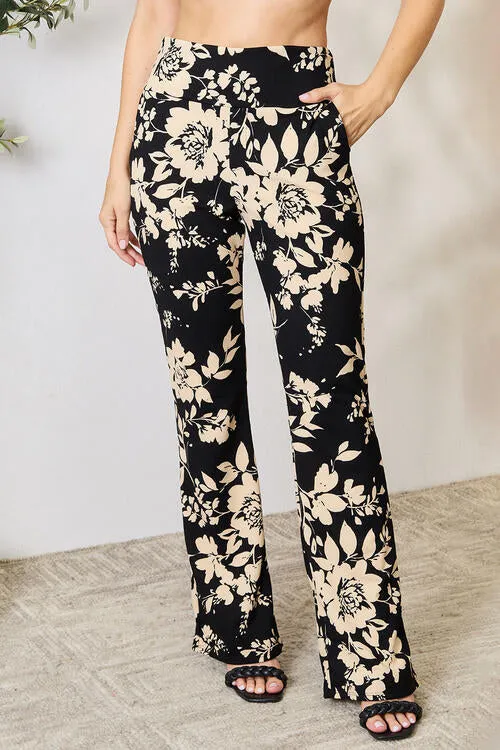 Women's Heimish Full Size High Waist Floral Flare Pants