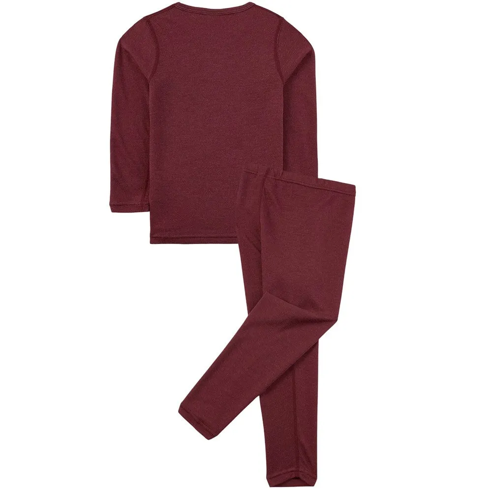 Wool Bamboo Mix Base Layer Set in Dark Plum