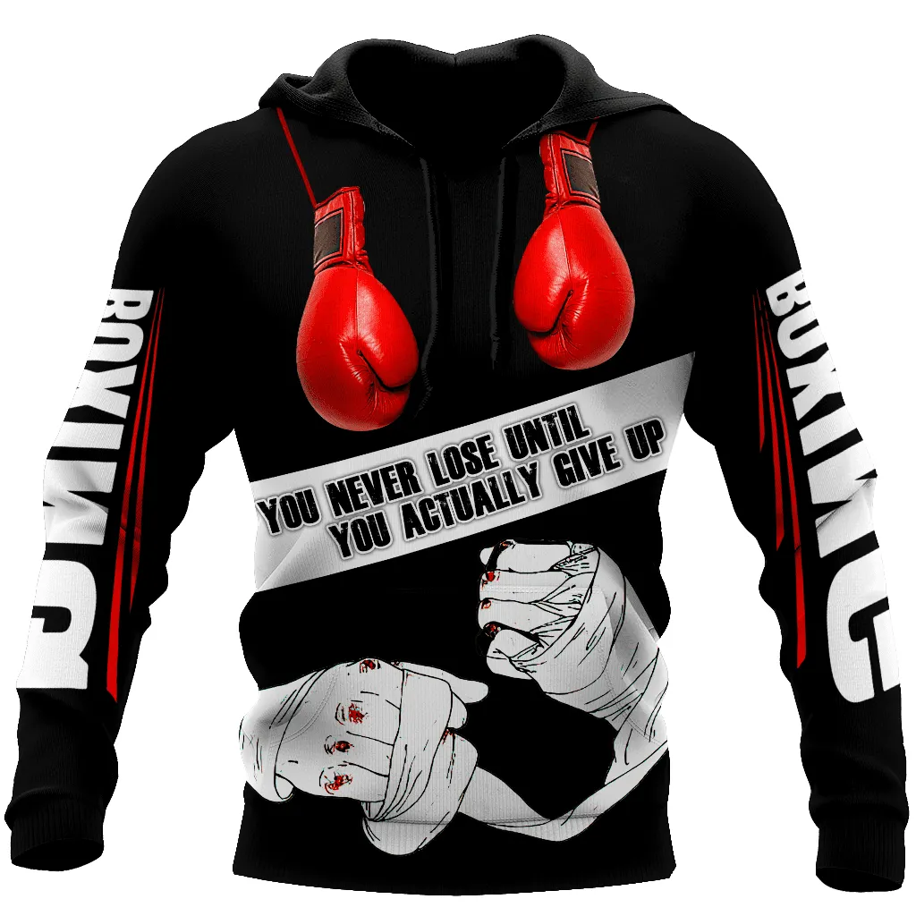 You Never Lose Boxing 3D Full Printed Sweatshirt Zip Hoodie, Christmas Gift for Boxing