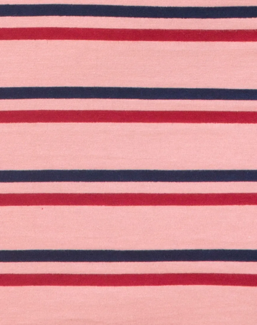 Zena Bodycon Dress in 70's Stripe Pink Horizontal