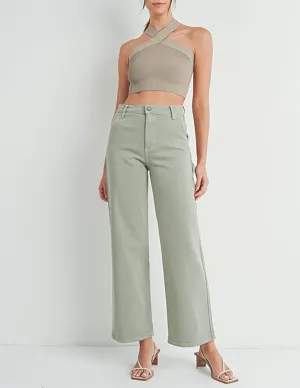 Zuri Sage Denim Utility Pants