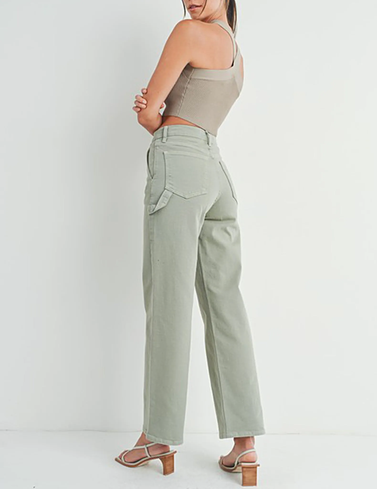 Zuri Sage Denim Utility Pants